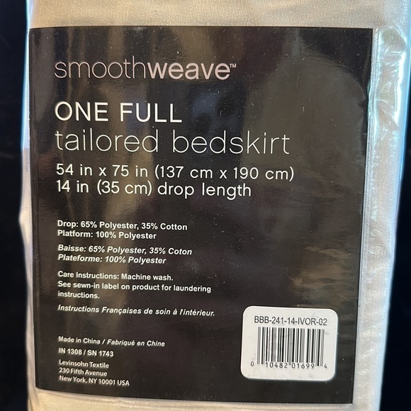 NWT One Full Size Smoothweave Tailored Crème Colored Polyester & Cotton Bedskirt - Picture 4 of 4